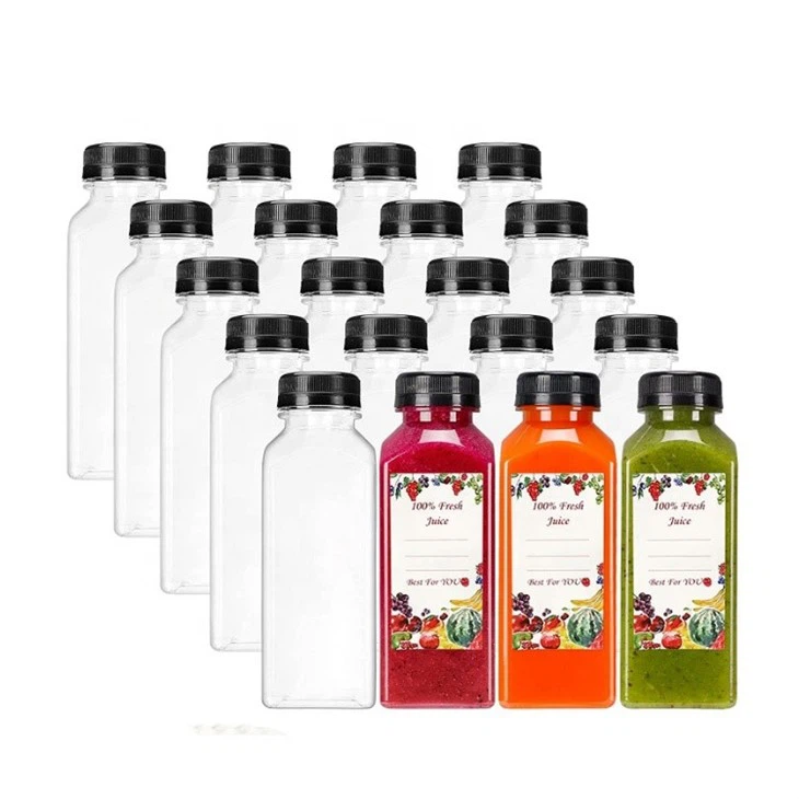 16oz Empty Clear Plastic Juice Bottles With Tamper Evident Caps