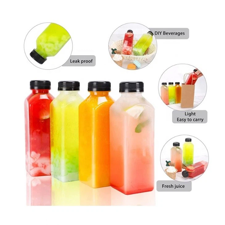 16oz Empty Clear Plastic Juice Bottles With Tamper Evident Caps